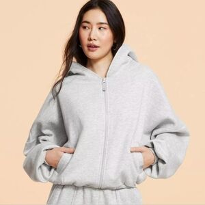 Blogilates Marshmallow Gray Zip-Up Hoodie